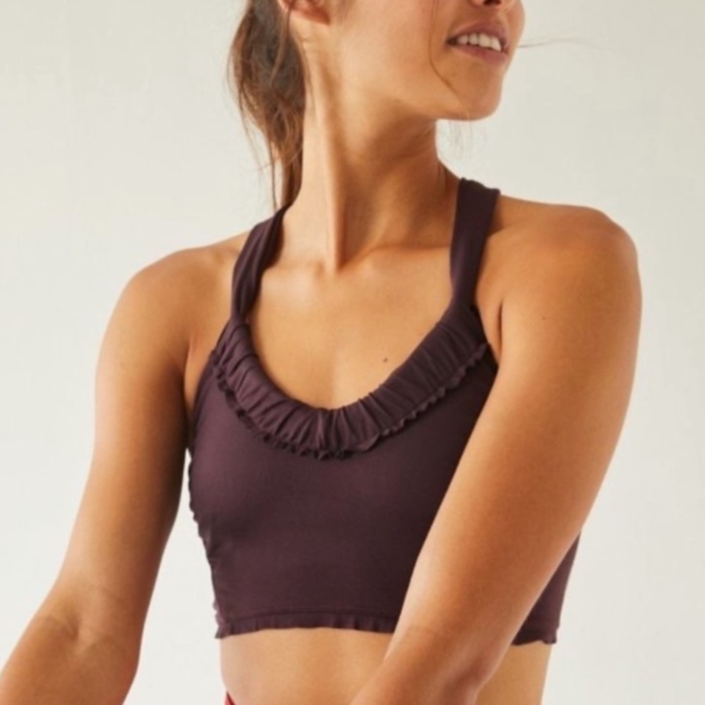 Free People Movement Down The Line Bra / Black Raisin, Size Medium, NWT